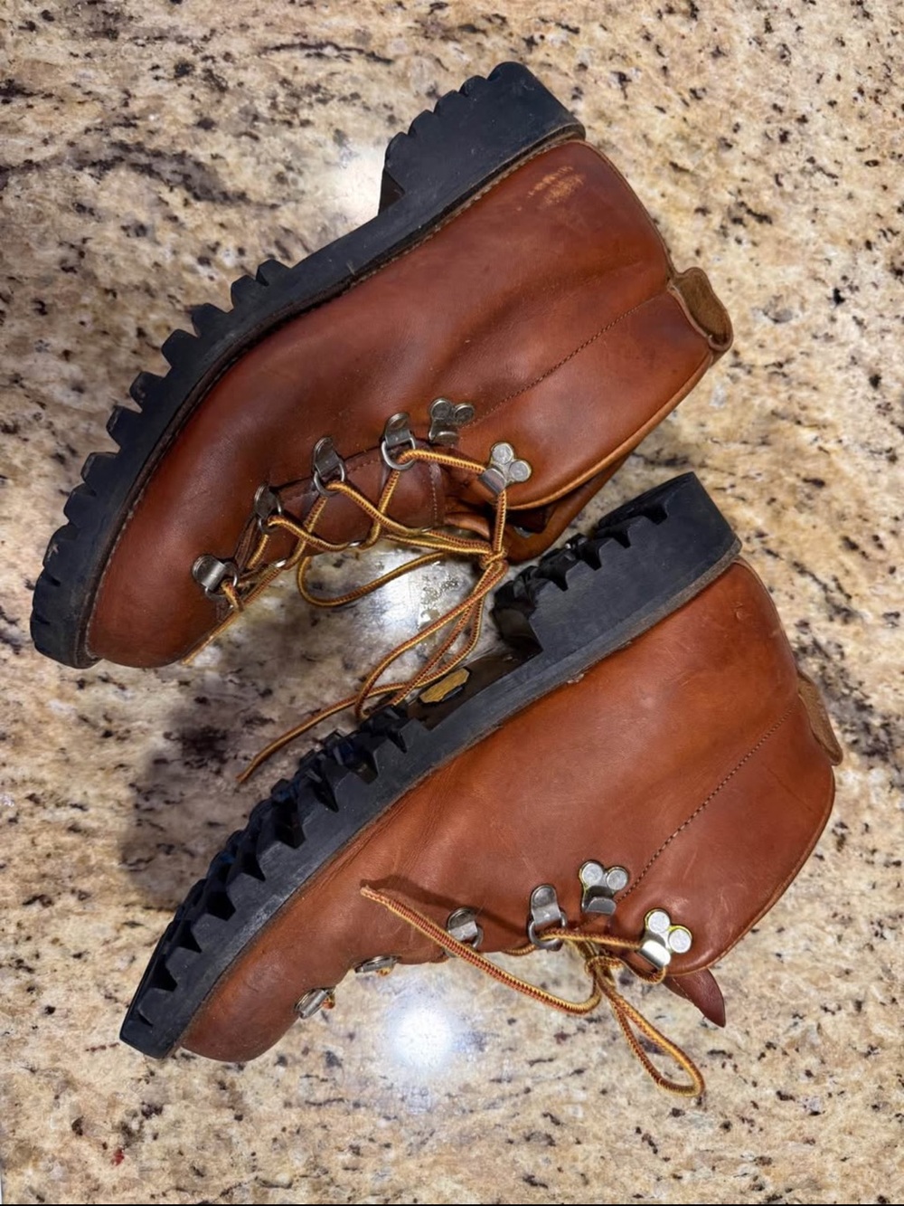 Danner Brown Leather Hiking Boots with Yellow Laces - Picture 2 of 3